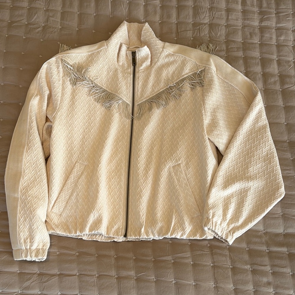 Women's Cream Jacket with Fringe Detail